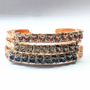 Battered For A Purpose Copper Rhinestone Cuff Bangle