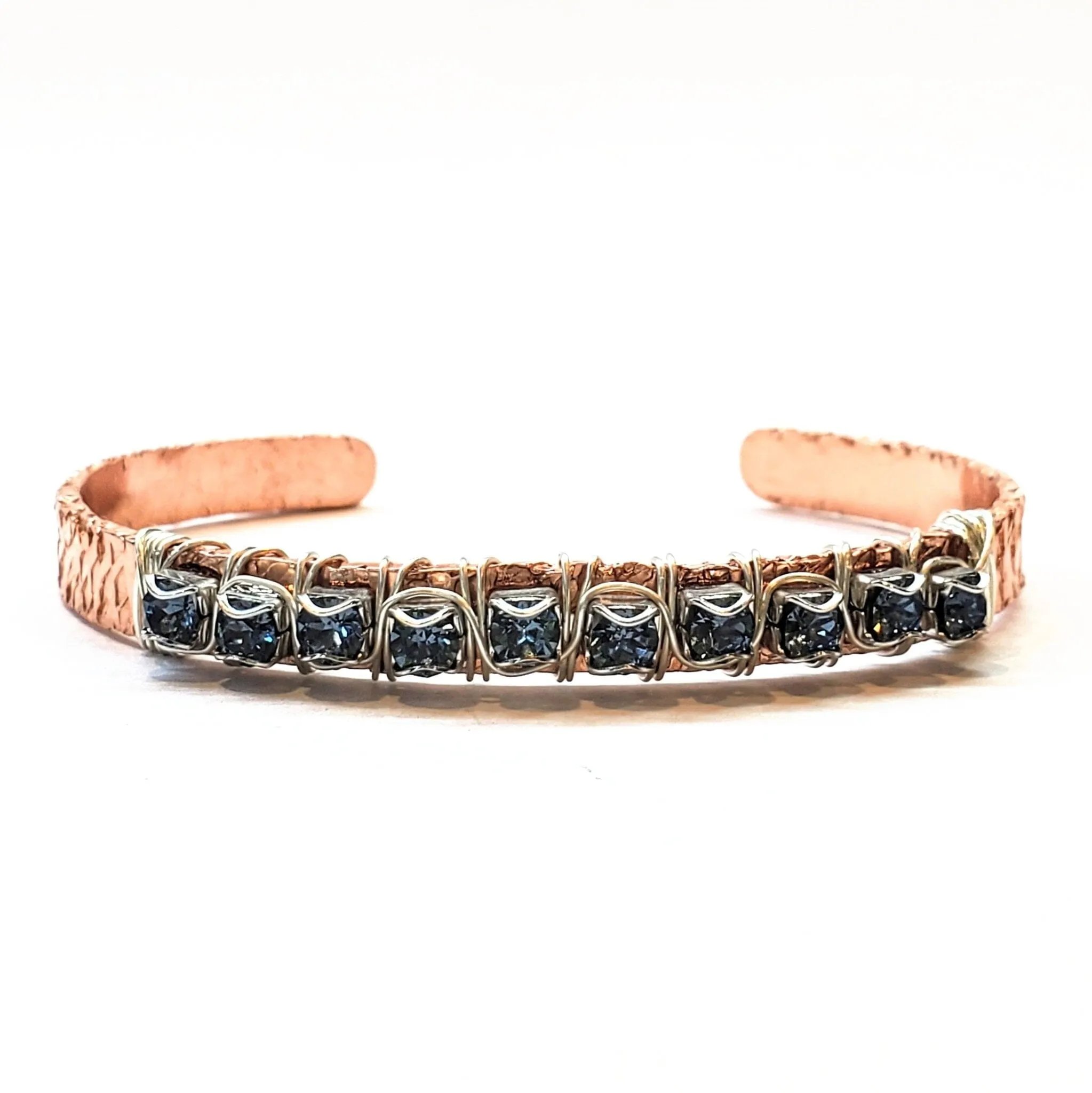 Battered For A Purpose Copper Rhinestone Cuff Bangle