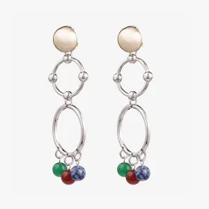 BEADED BARBELL CHANDELIER EARRINGS