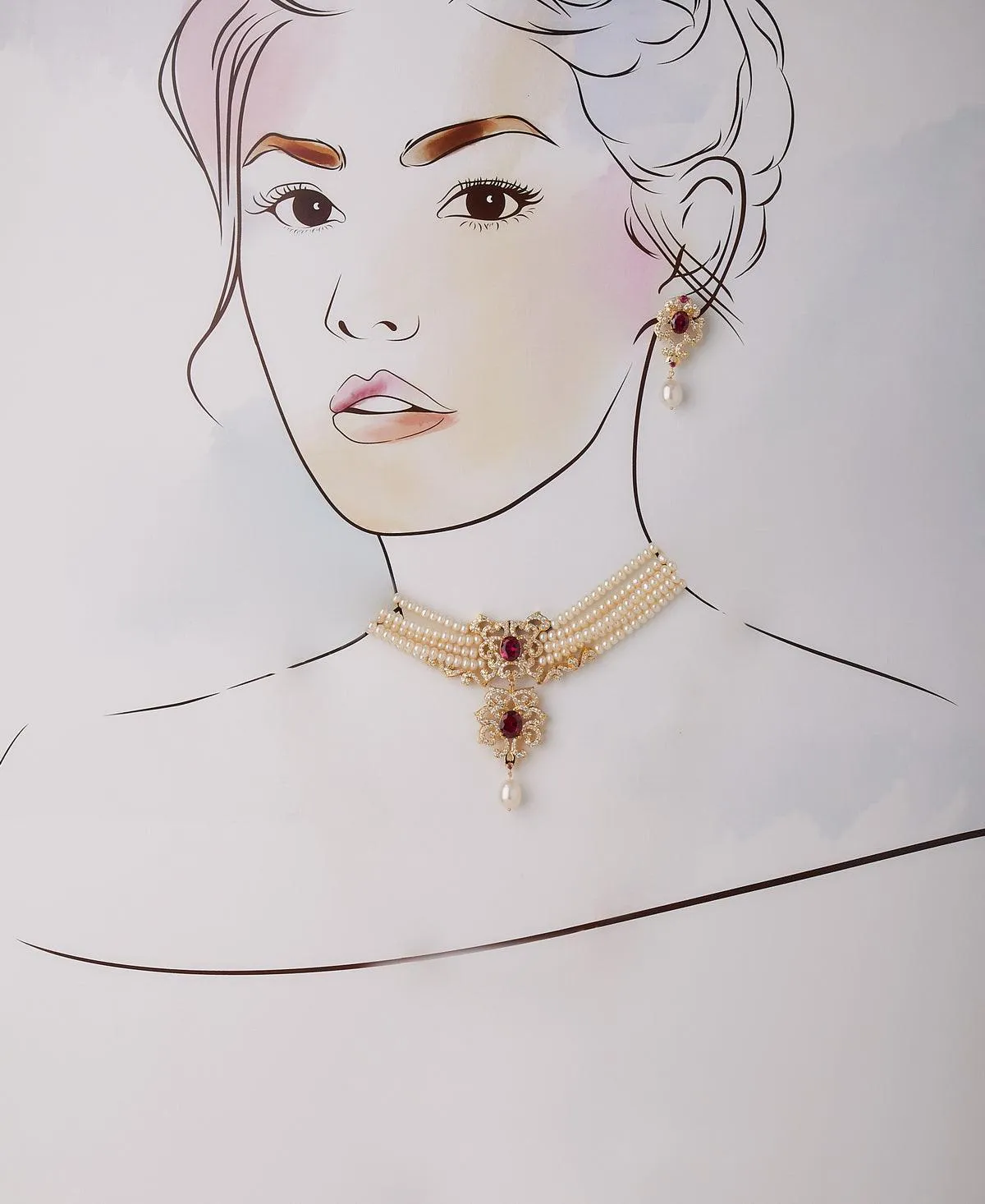 Beautiful Real Pearl Necklace Set