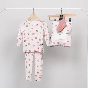 Belan.J Bundle - PJ Set & Child Blanket Blushing Blossom   All Season Socks Pink/White/Coral
