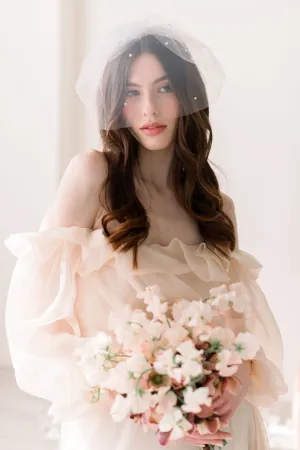 Birdcage veil - Tulle birdcage veil with gathered pearl accents