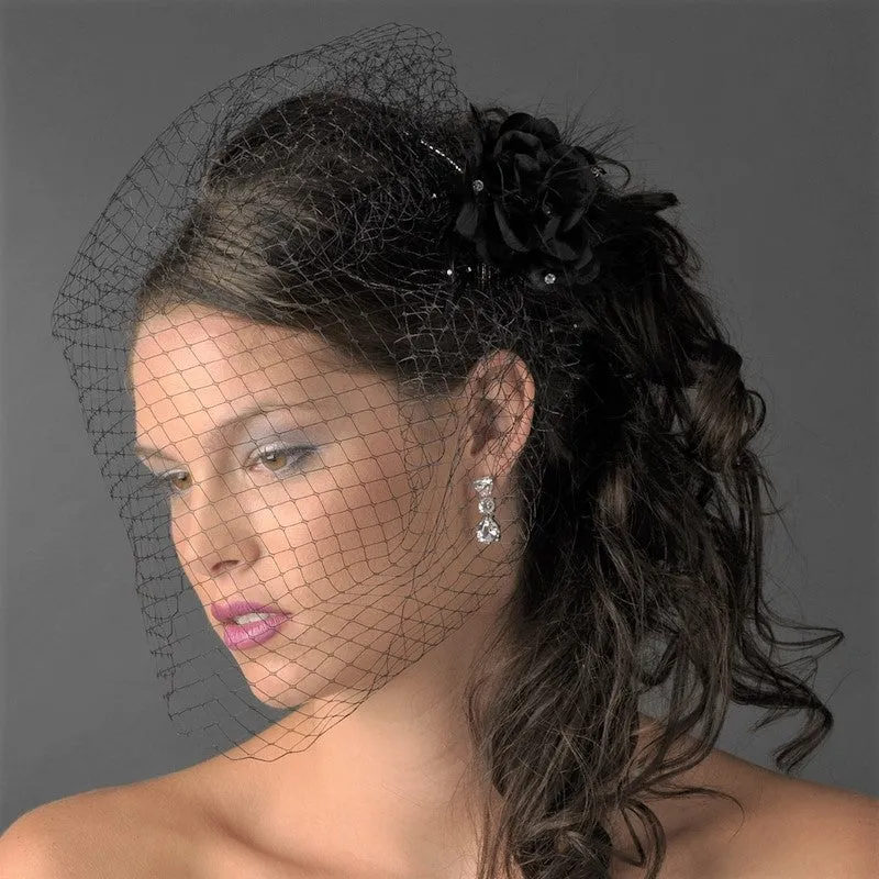 Black Feather Fascinator Bridal Comb or Special Occasion Headpiece