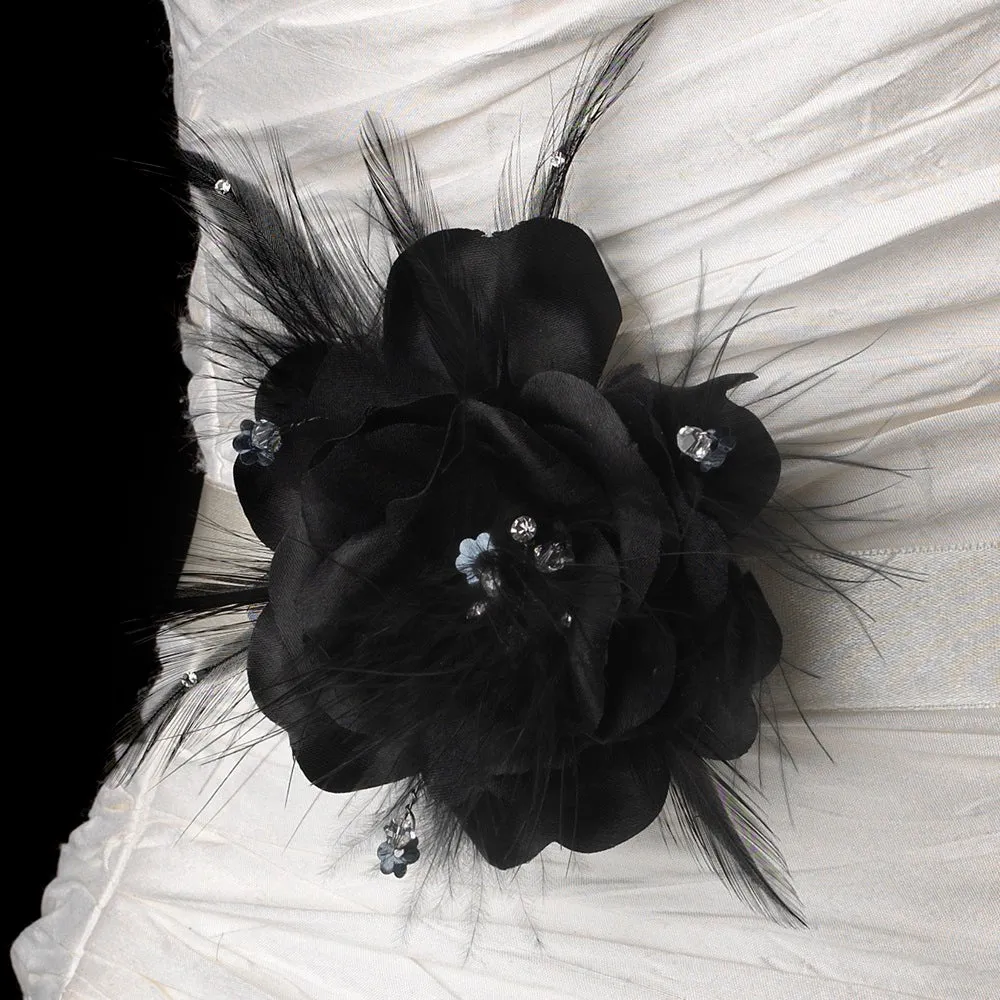 Black Feather Fascinator Bridal Comb or Special Occasion Headpiece