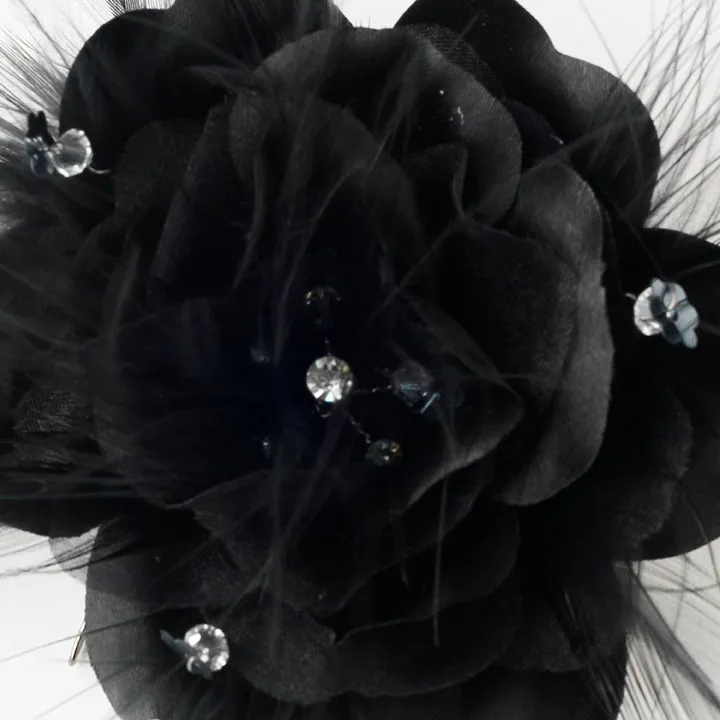 Black Feather Fascinator Bridal Comb or Special Occasion Headpiece