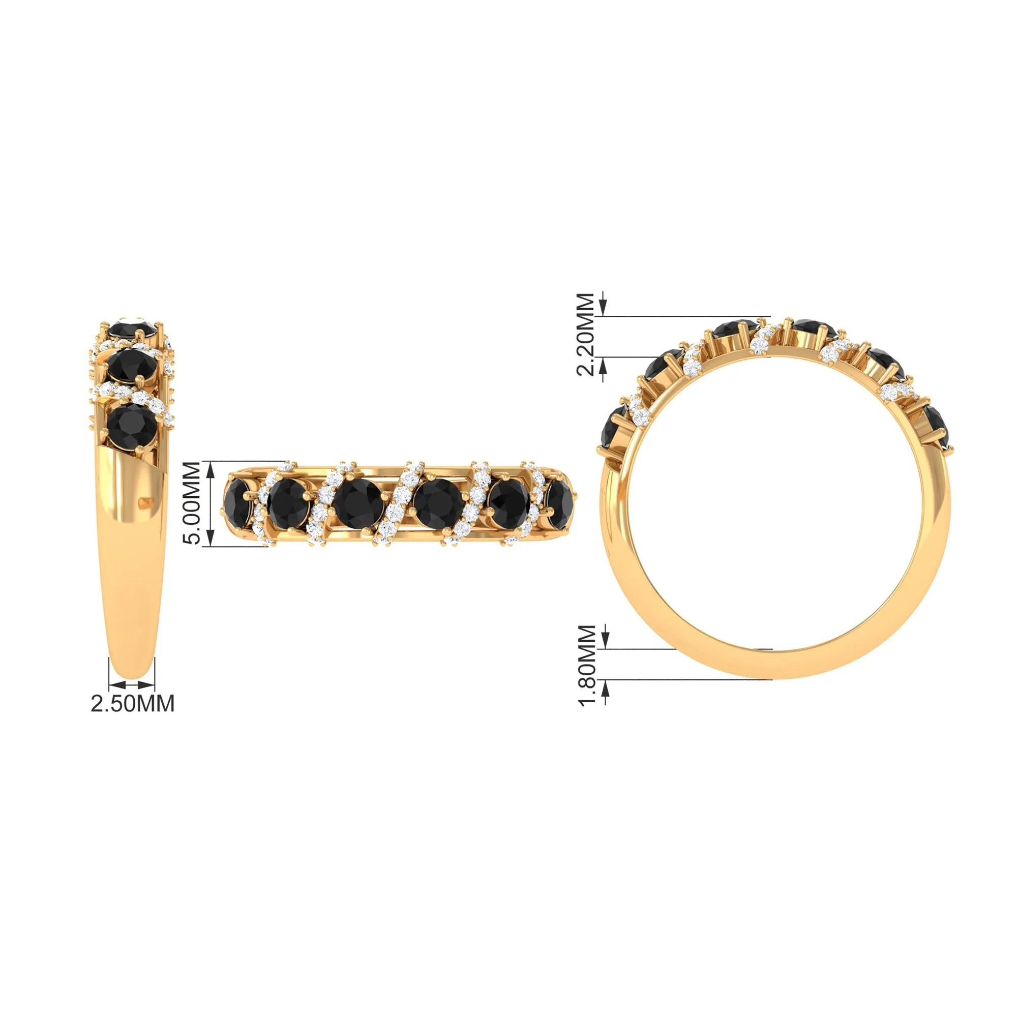 Black Onyx and Diamond Designer Anniversary Ring