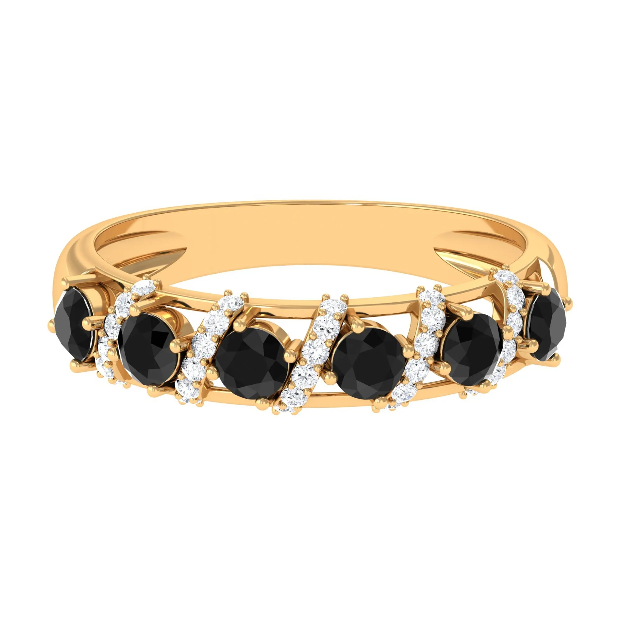 Black Onyx and Diamond Designer Anniversary Ring