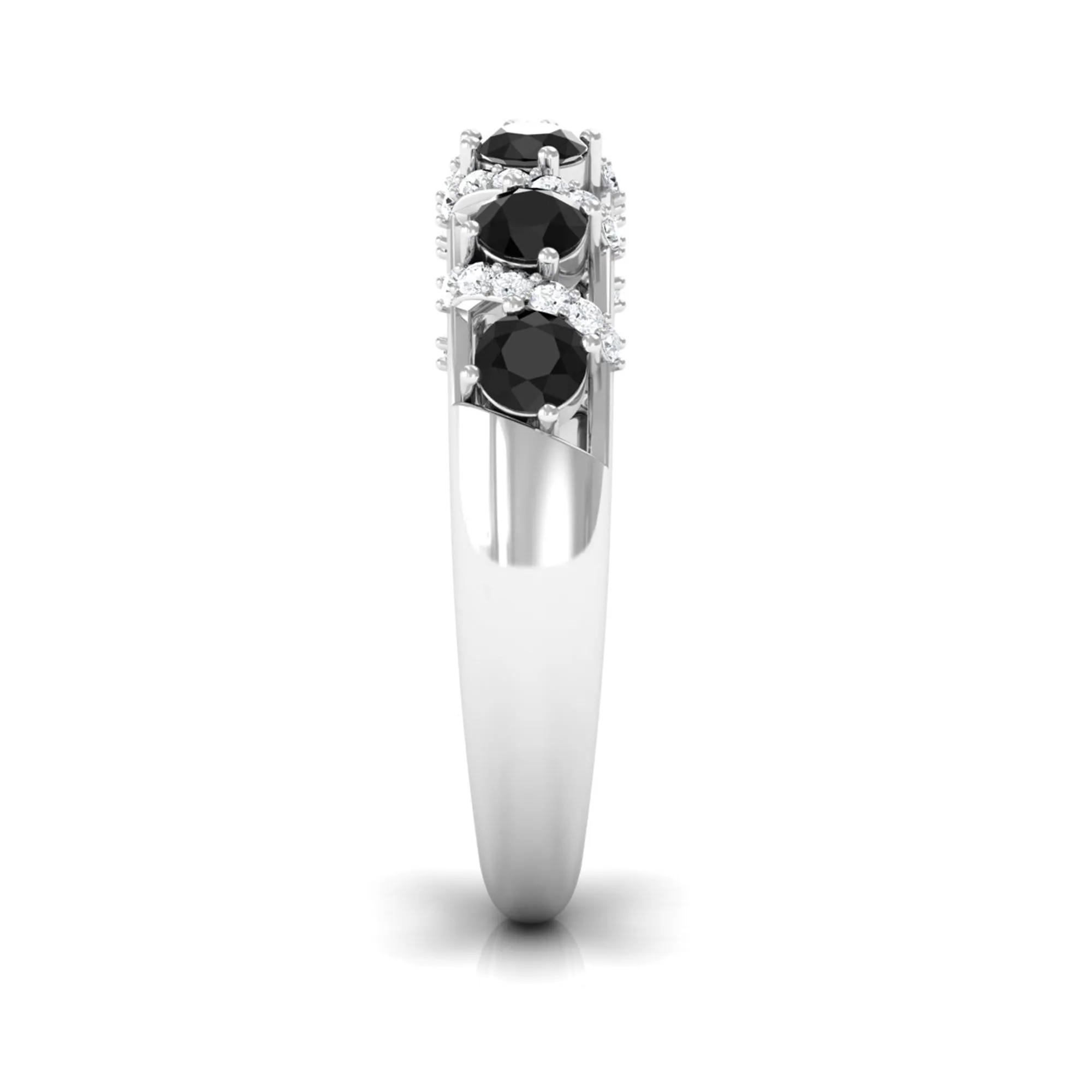 Black Onyx and Diamond Designer Anniversary Ring