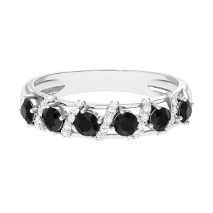 Black Onyx and Diamond Designer Anniversary Ring