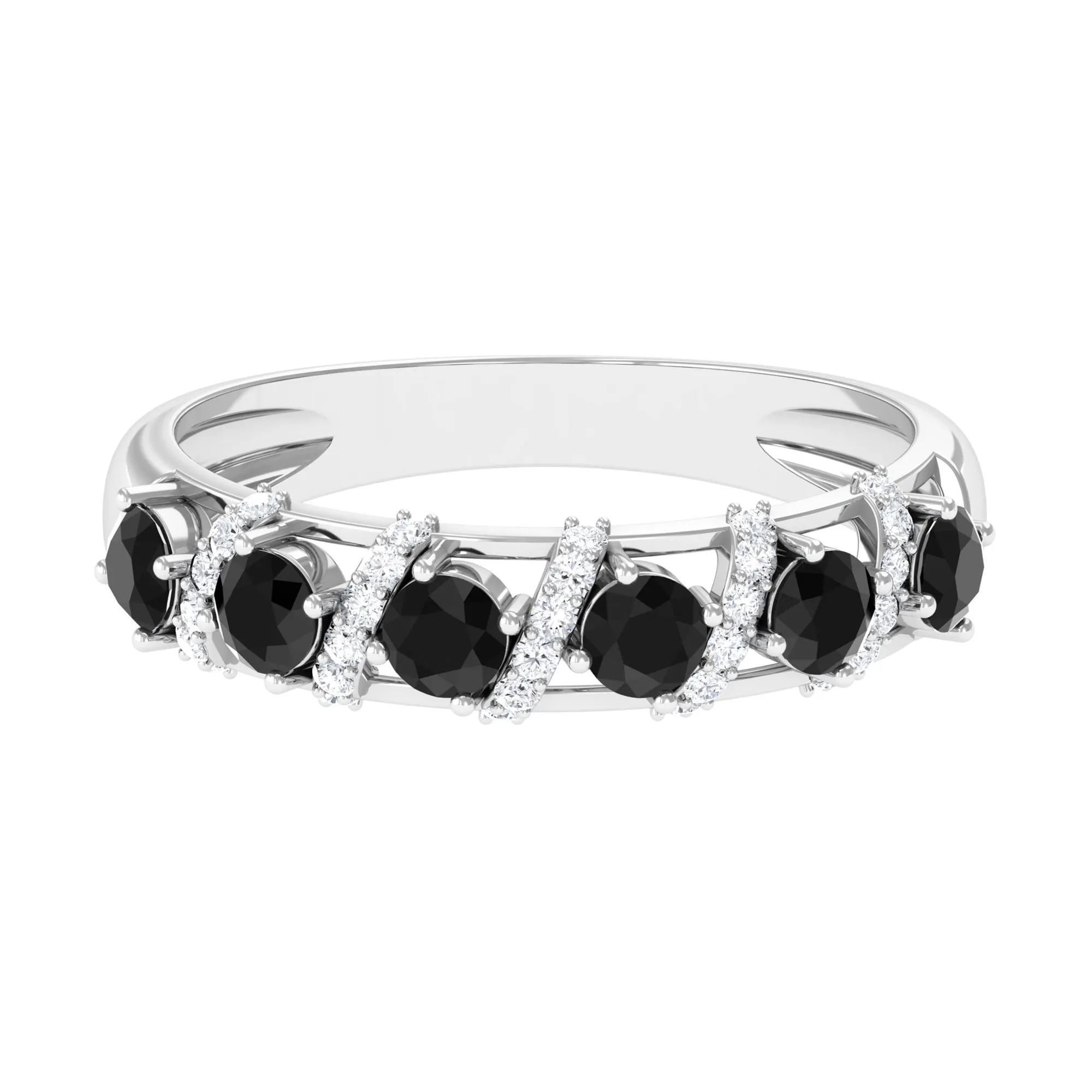 Black Onyx and Diamond Designer Anniversary Ring
