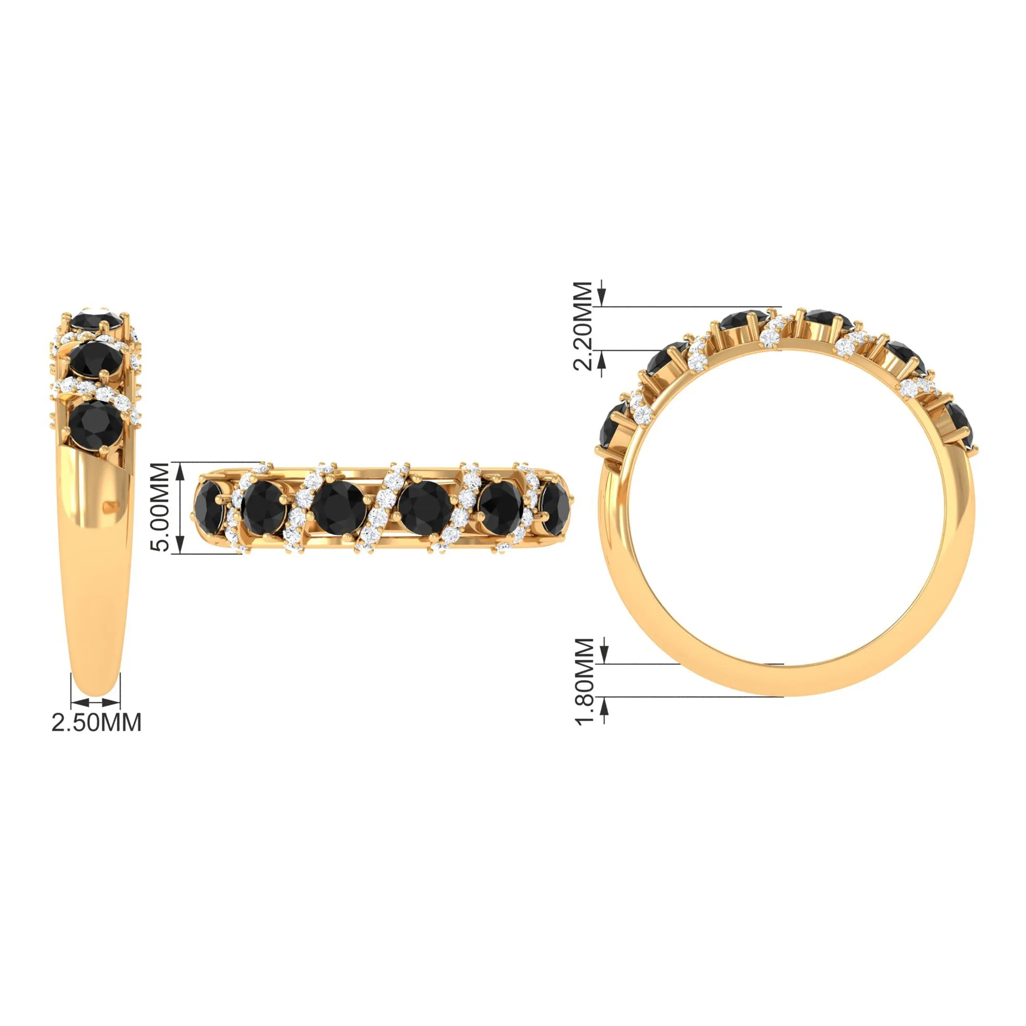 Black Onyx and Diamond Designer Anniversary Ring