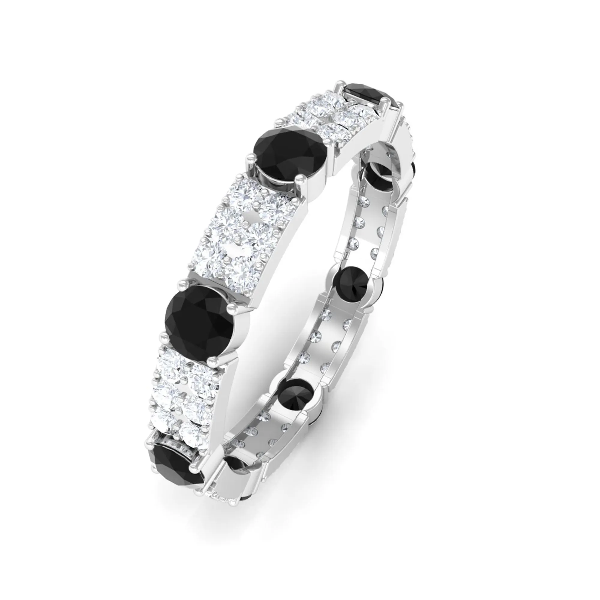 Black Onyx and Diamond Full Eternity Ring