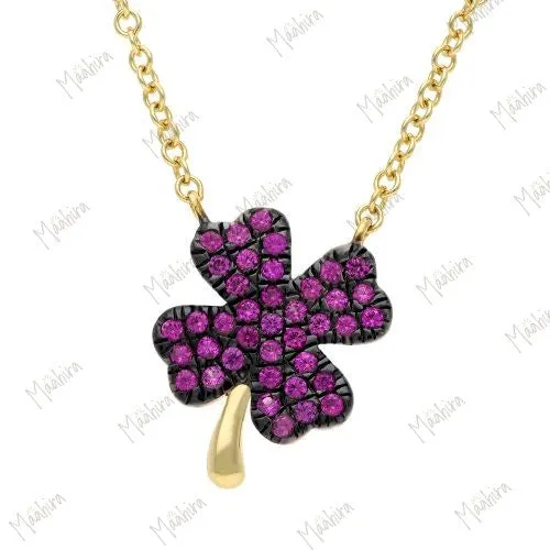 Blue Sapphire Clover Necklace