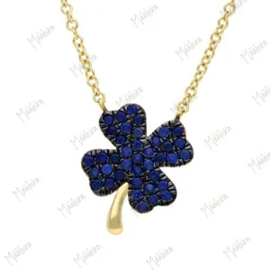 Blue Sapphire Clover Necklace
