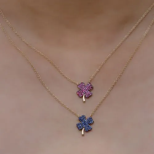 Blue Sapphire Clover Necklace