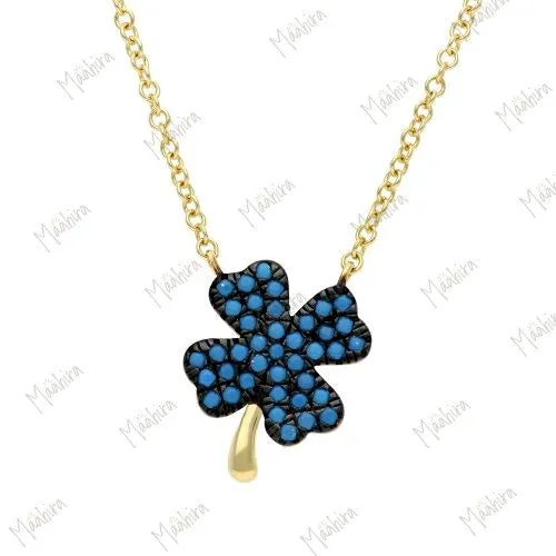 Blue Sapphire Clover Necklace