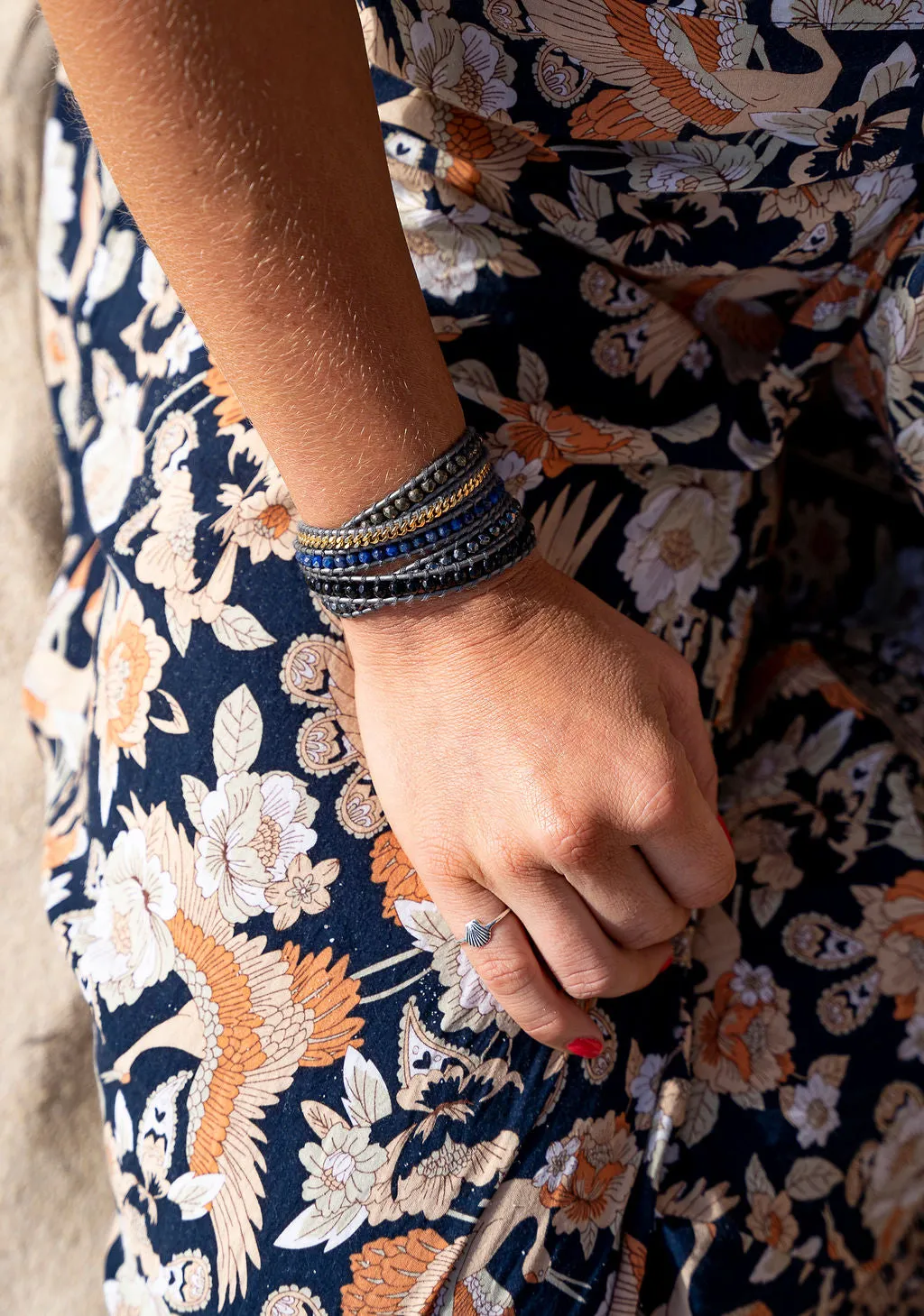 Bracelet Wrap - Hematite, Pyrite, Lapiz Lazuli, Onyx