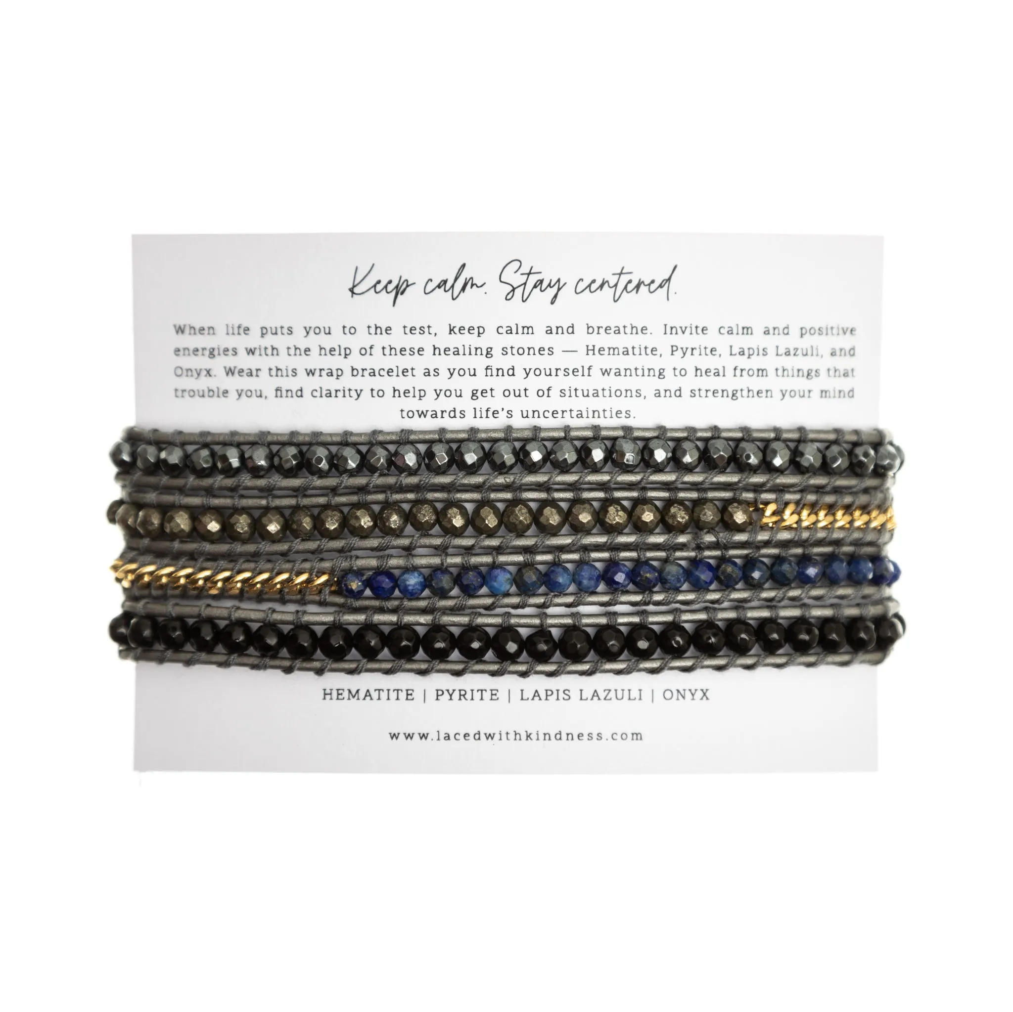Bracelet Wrap - Hematite, Pyrite, Lapiz Lazuli, Onyx