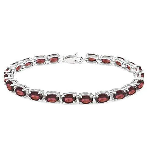 BRAND NEW !   16 CARAT (20 PCS) GARNET   925 STERLING SILVER BRACELET