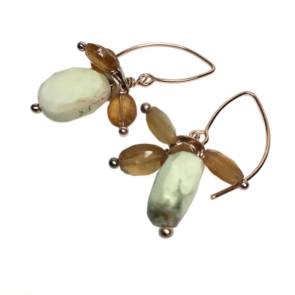 Chrysoprase and Hessonite Drop Earrings