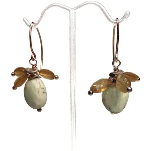 Chrysoprase and Hessonite Drop Earrings