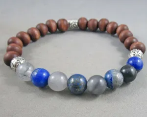 Communication Bracelet (Lapis Lazuli & Smoky Quartz) J074
