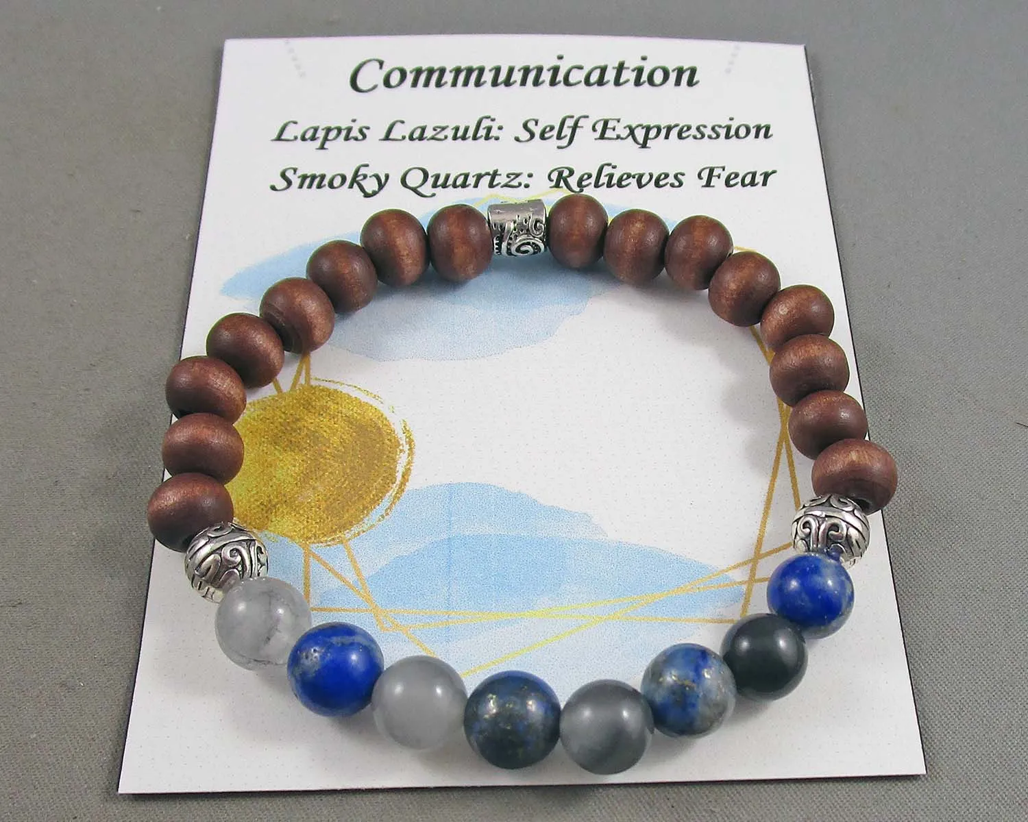 Communication Bracelet (Lapis Lazuli & Smoky Quartz) J074