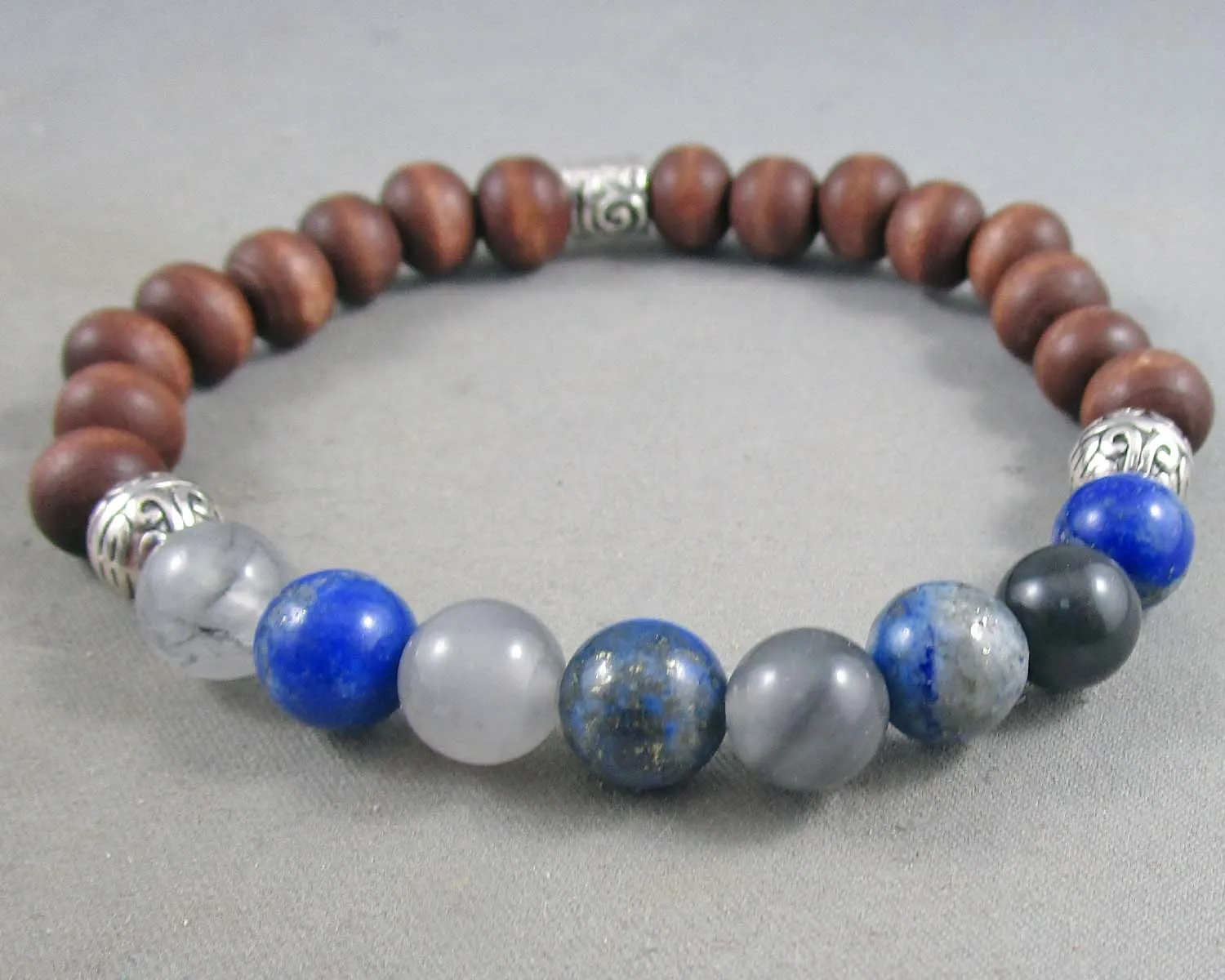 Communication Bracelet (Lapis Lazuli & Smoky Quartz) J074
