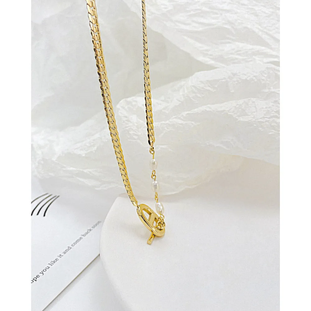 Cuban Chain Pearl Stackable Necklace