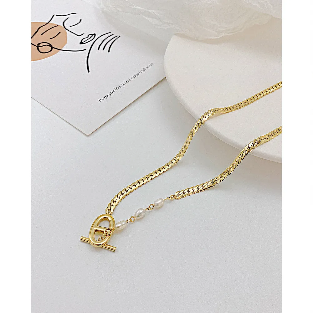 Cuban Chain Pearl Stackable Necklace