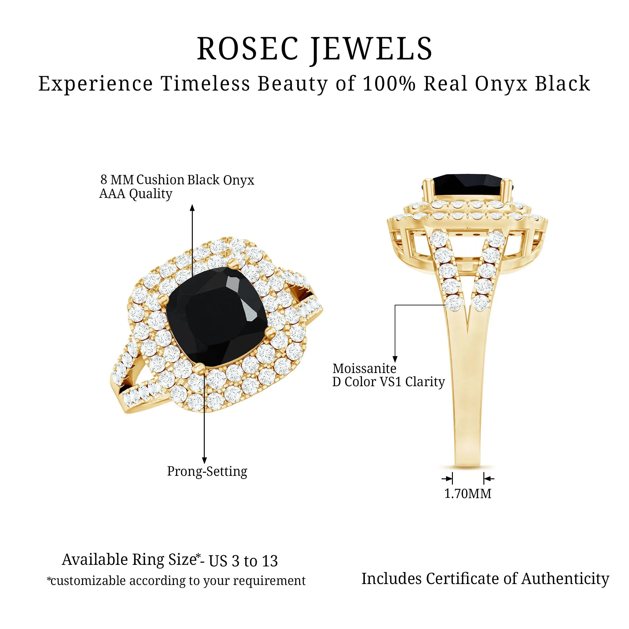 Cushion Black Onyx Vintage Inspired Halo Engagement Ring