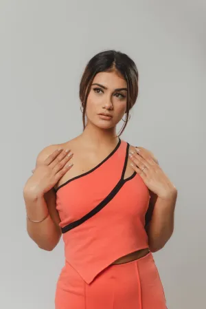 Cutting Edge Knit Top in Coral