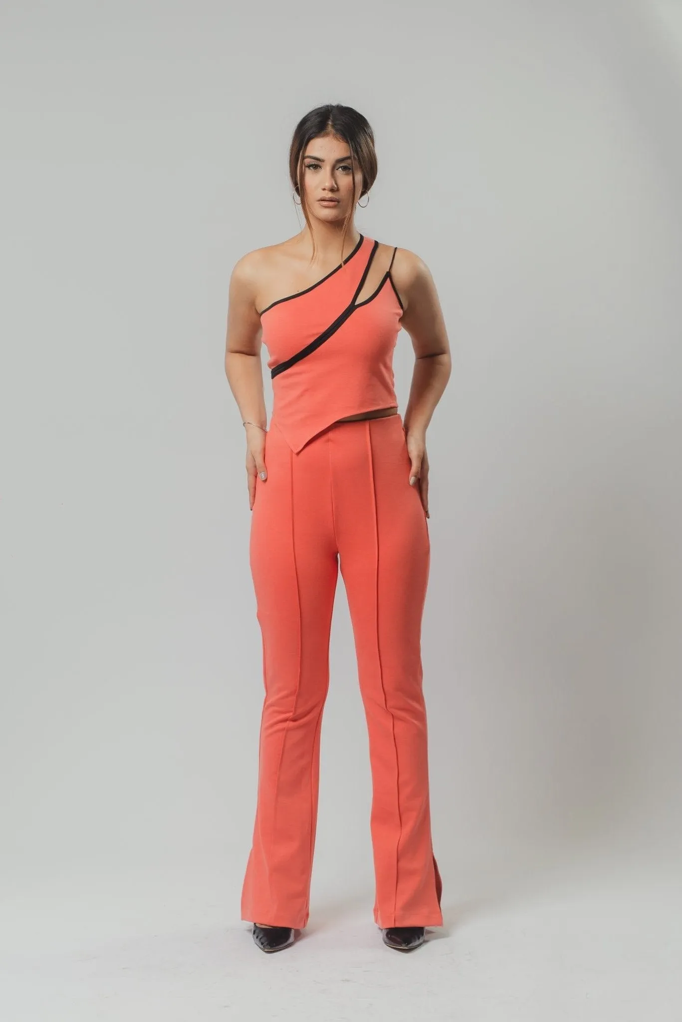 Cutting Edge Knit Top in Coral