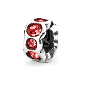 Dark Red Band, Silver with Crystals