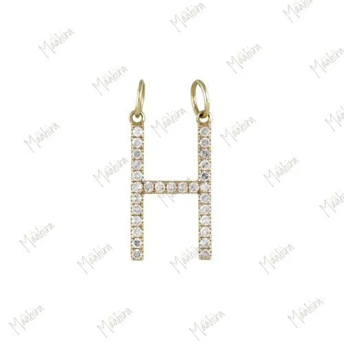 Diamond Initial pendant 15mm letter H