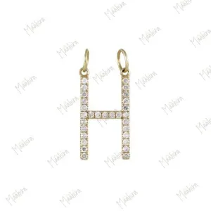 Diamond Initial pendant 15mm letter H