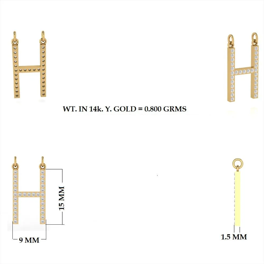 Diamond Initial pendant 15mm letter H