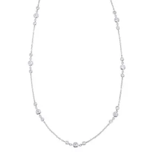 Diamond Three-Bezel Station Necklace in 14K White Gold
