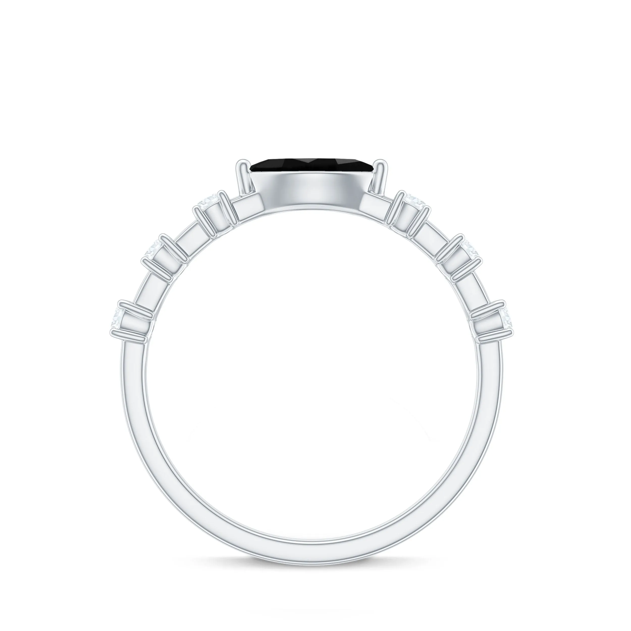 East West Marquise Black Onyx and Diamond Promise Ring