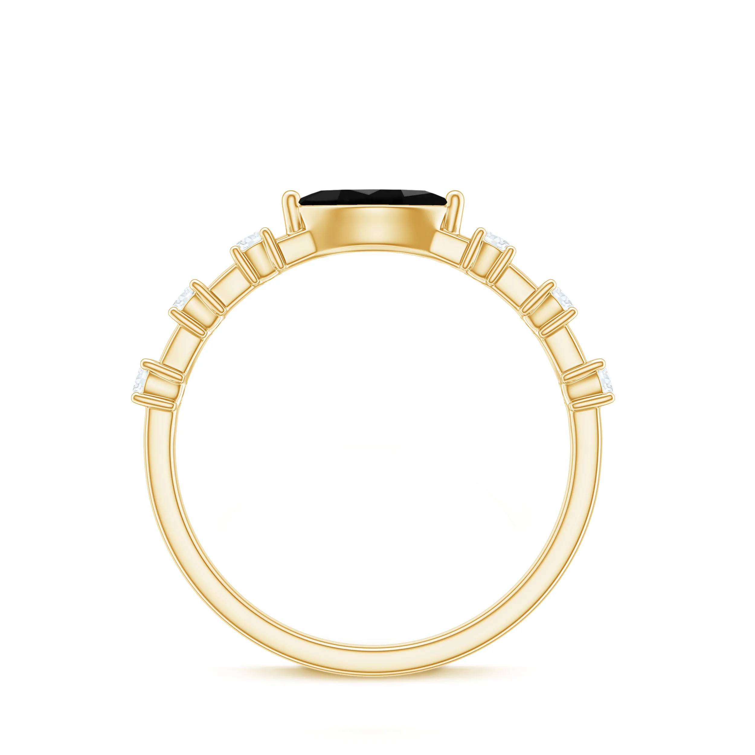 East West Marquise Black Onyx and Diamond Promise Ring