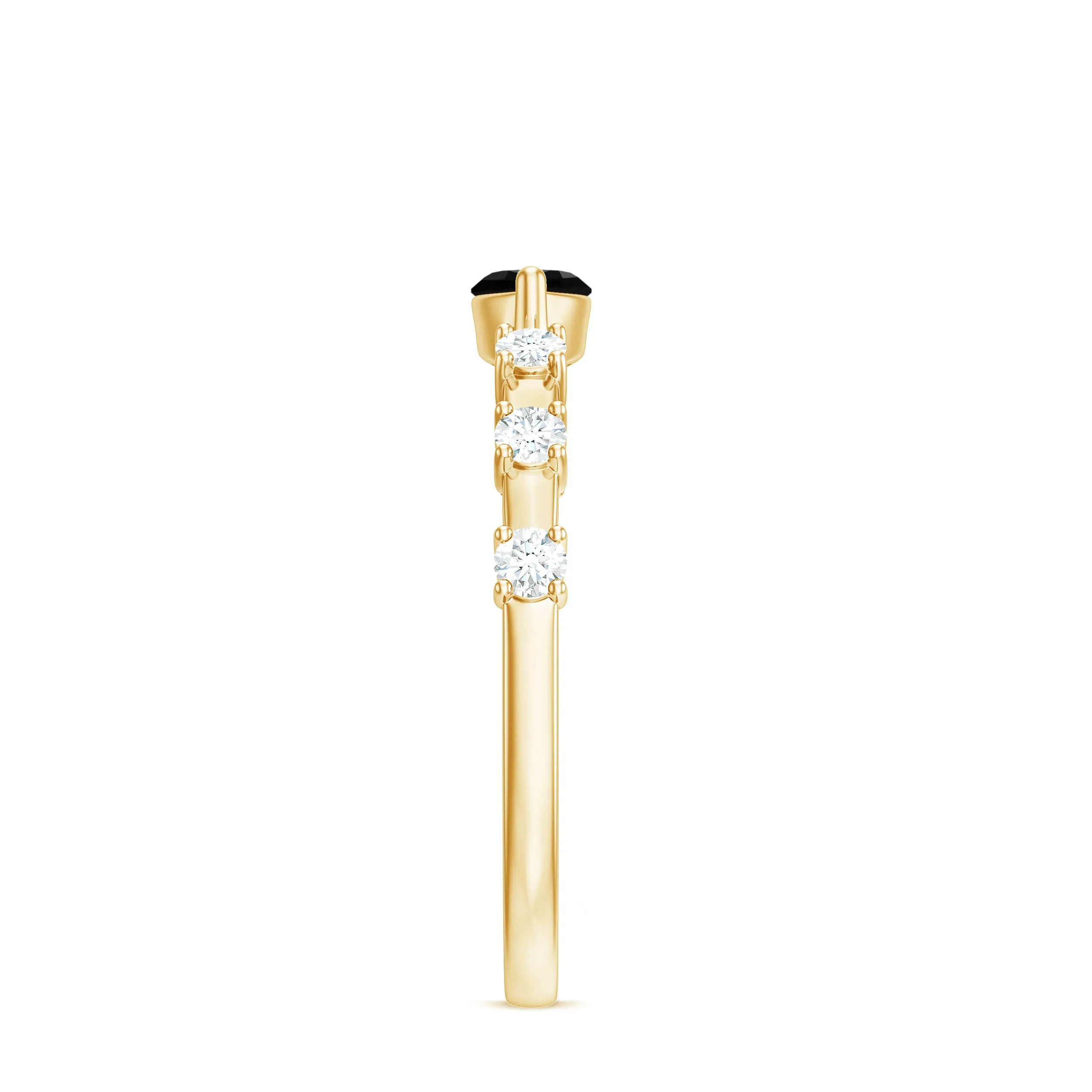 East West Marquise Black Onyx and Diamond Promise Ring