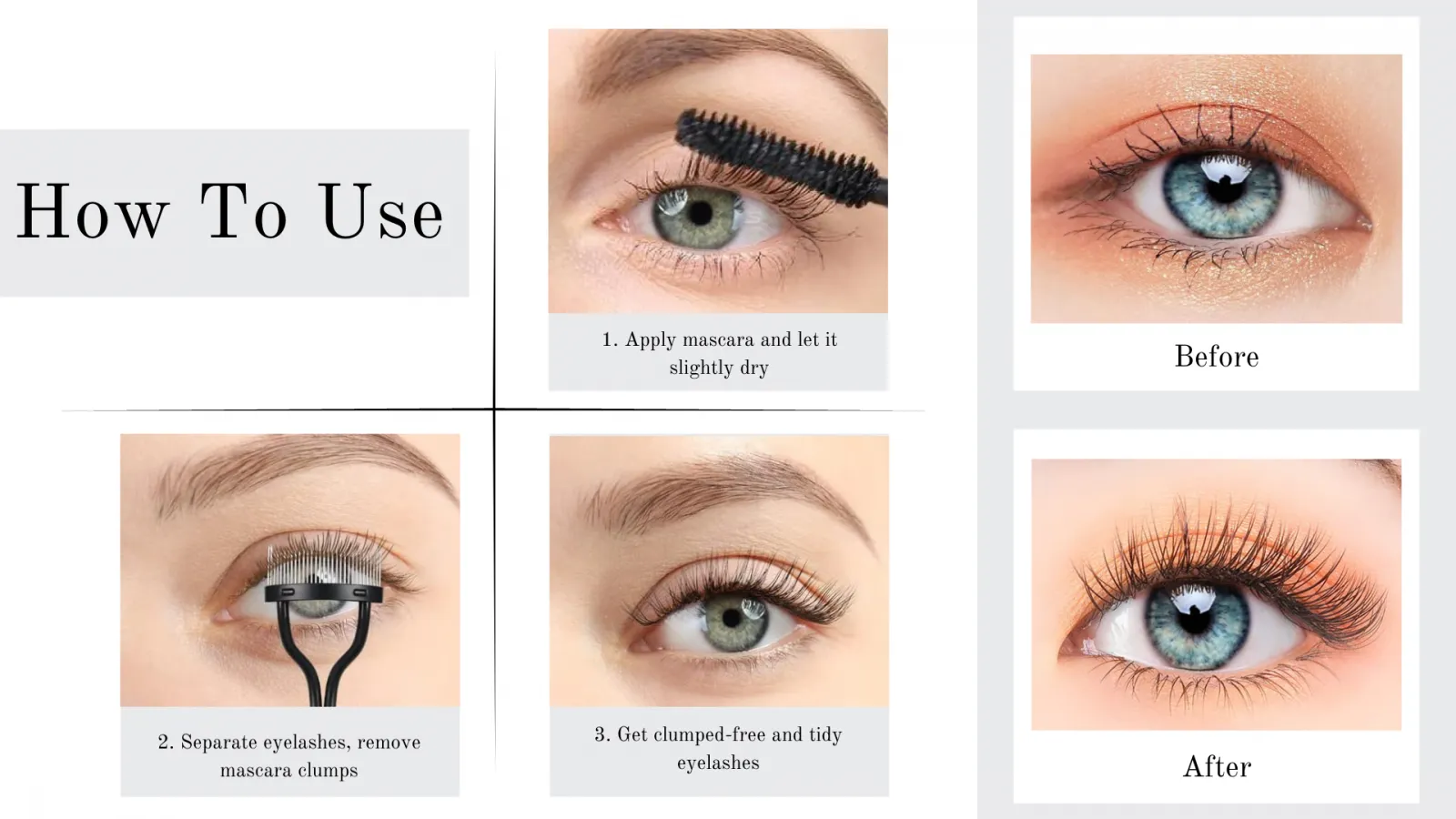 Eyelash Separator with Curved Stainless Steel Comb