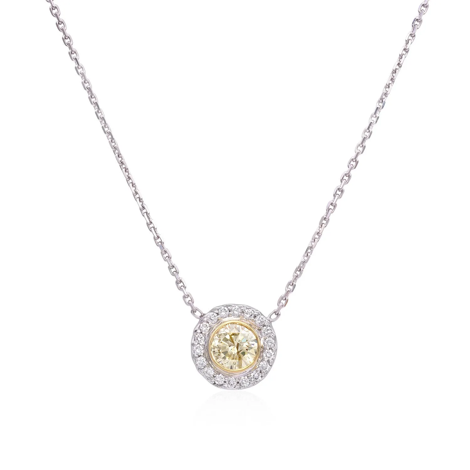 Fancy yellow diamond pendant necklace (SKU N014)