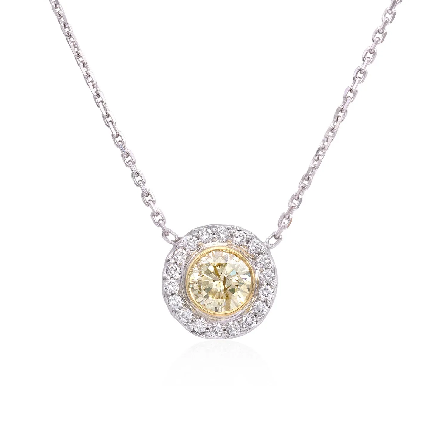 Fancy yellow diamond pendant necklace (SKU N014)
