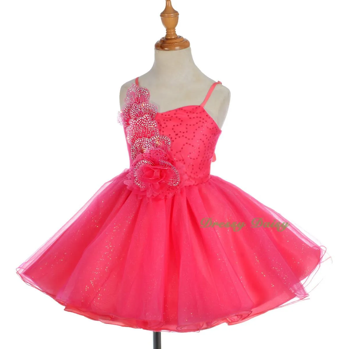 FG302 Girls Diamante Sequin Tulle Flower Girl Dresses Party Pageant Dress Size 2-8