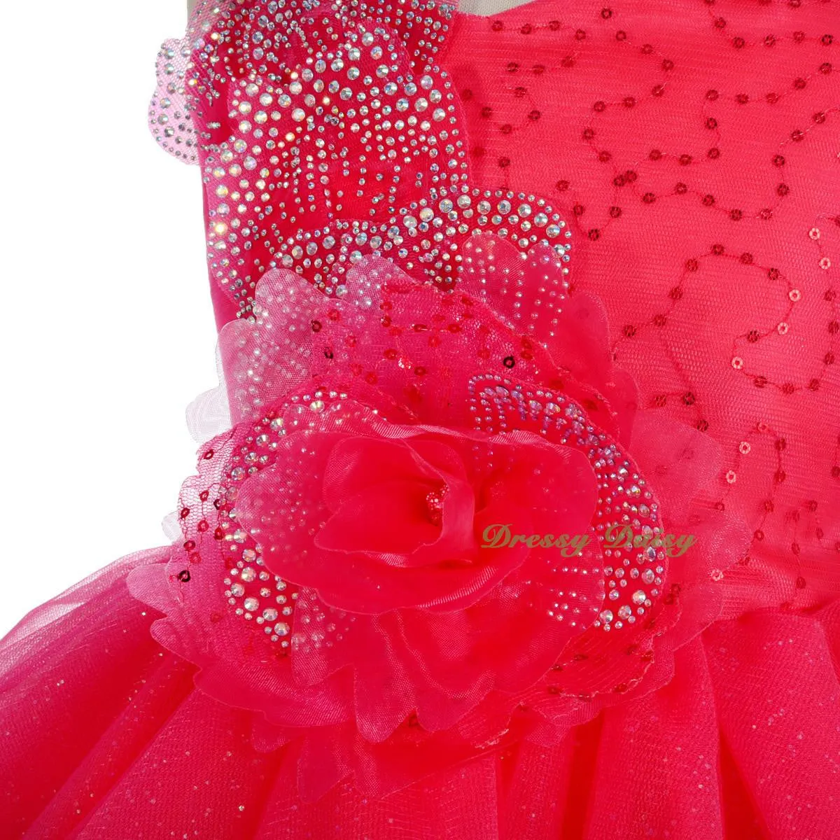 FG302 Girls Diamante Sequin Tulle Flower Girl Dresses Party Pageant Dress Size 2-8