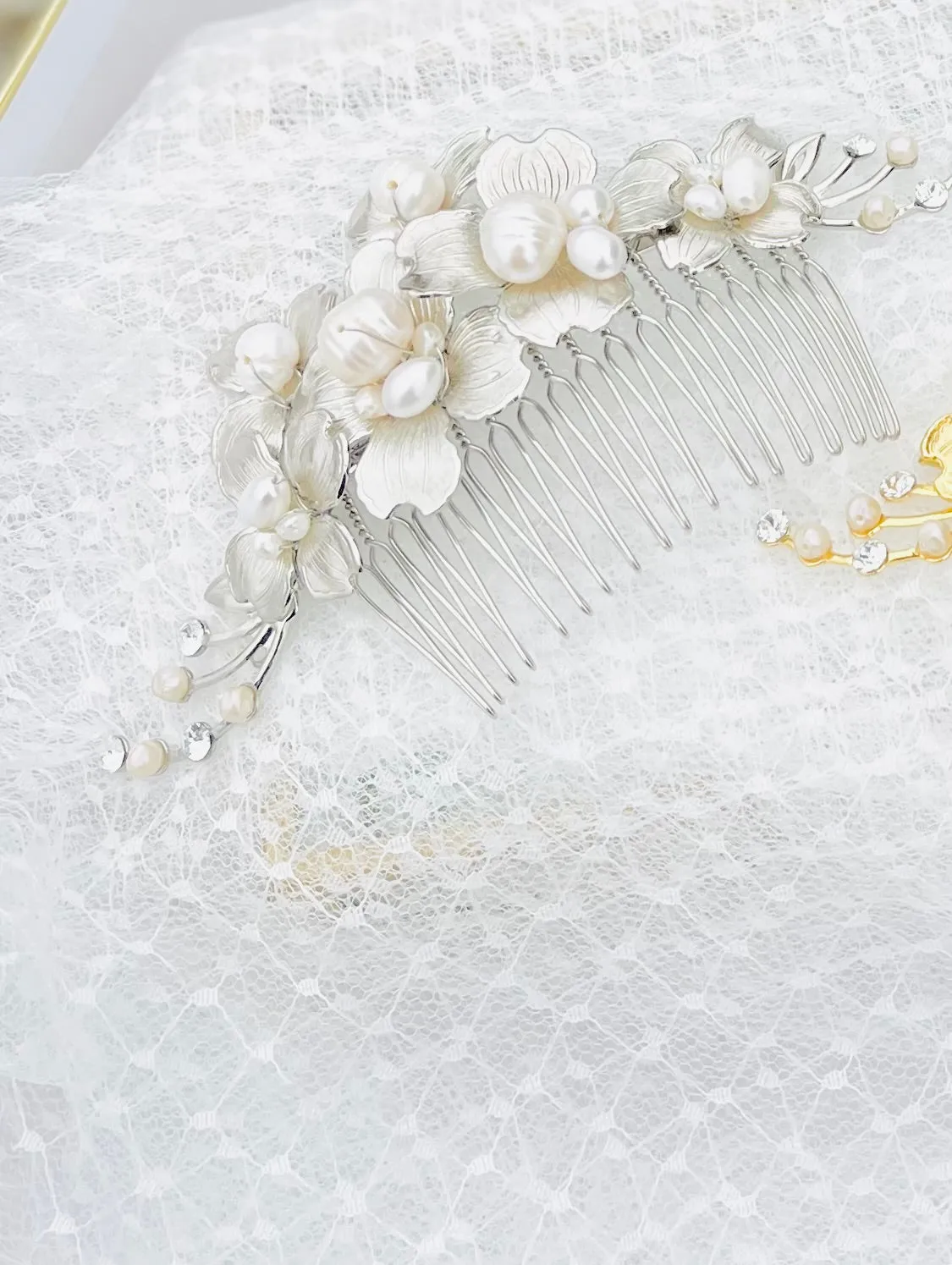 floral headpiece , hair comb  BEATRIX- 24002