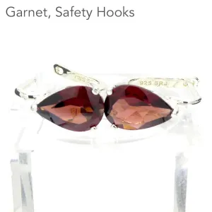 Garnet Earrings, Faceted Teardrops, Safe Hooks, 925 Silver, g1