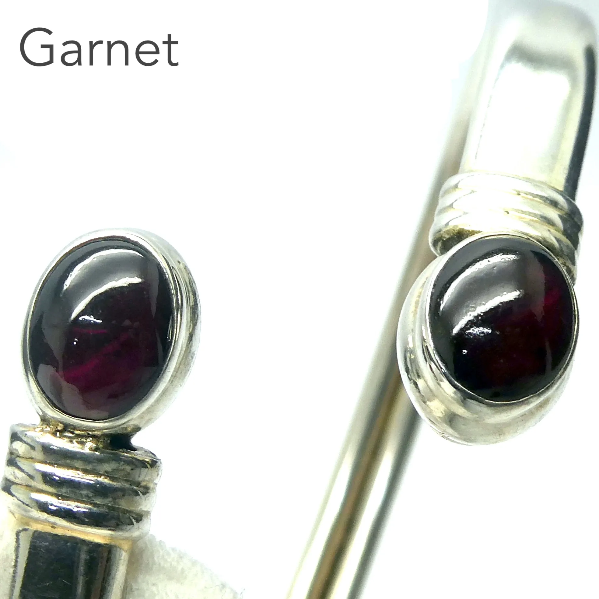 Garnet Gemstone Cuff Bracelet Bangle, 925 Sterling Silver