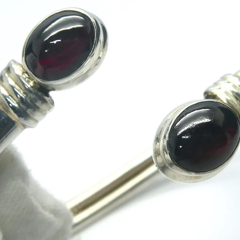 Garnet Gemstone Cuff Bracelet Bangle, 925 Sterling Silver